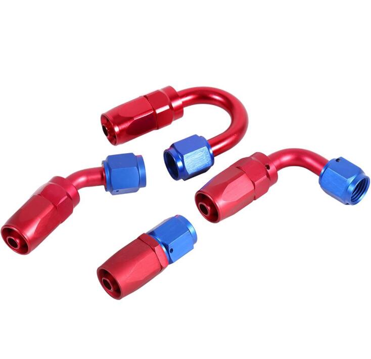 6AN Female Swivel To 3/8 Line Aluminum Fuel Line Adapter With Red