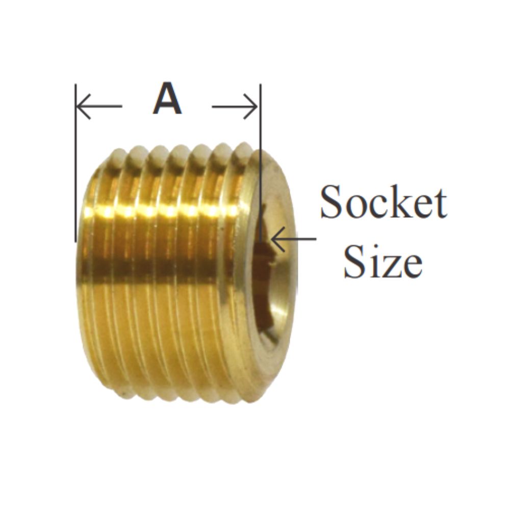 thumbnail image 2 of Countersink Plug: Brass, 1/2 In Fitting Pipe Size, Male NPT 2 of 9