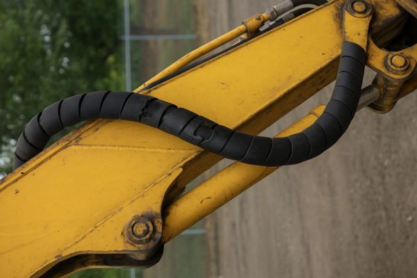 An excavator arm with spiral guard
