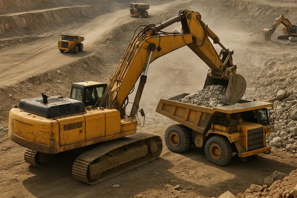 excavators and haul trucks