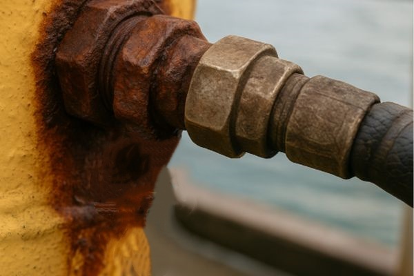 rust carbon fitting in marine