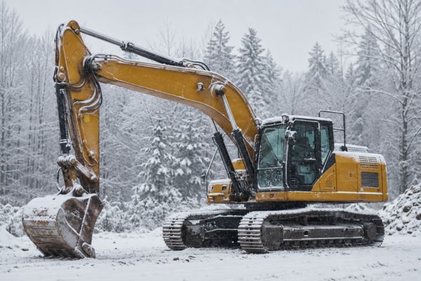 Excavator in cold weather
