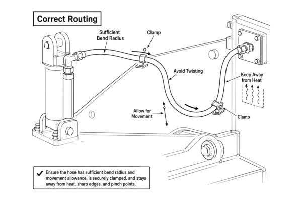 hydraulic hose routing motion