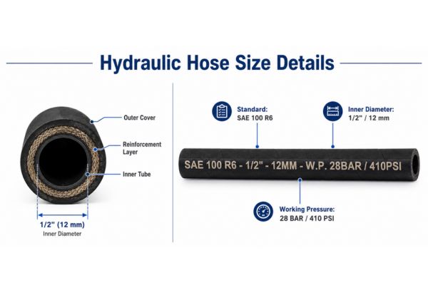 Hydraulic hose size detail