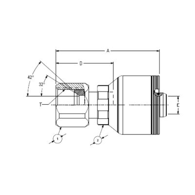 4WAFJ Female JIC One Piece Crimp Fitting drawing 4WAFJ Female JIC One Piece Crimp Fitting drawing