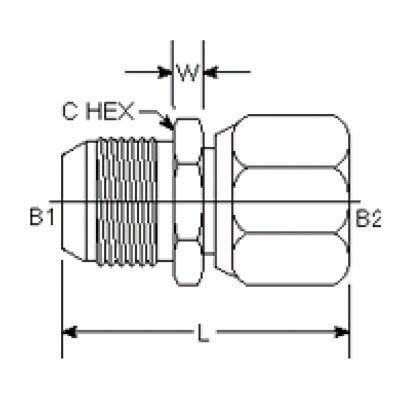 6504 JIC Straight Fitting Drawing Topa